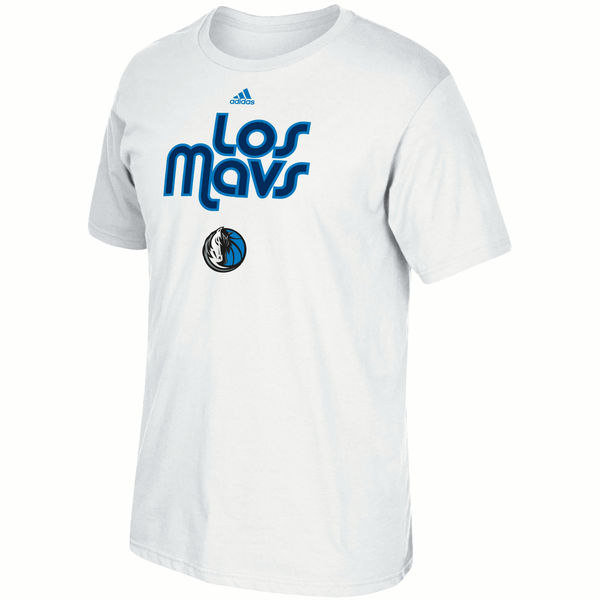 NBA Men Dallas Mavericks adidas Noches EneBeA TShirt White->nba t-shirts->Sports Accessory
